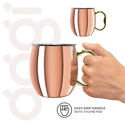 Oggi Stainless Steel Moscow Mule Mug - 20 oz, Copper Plated with EZ-grip handle - Image 5