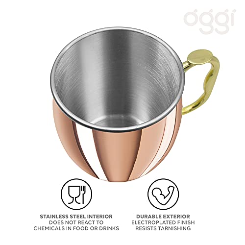 Oggi Stainless Steel Moscow Mule Mug - 20 oz, Copper Plated with EZ-grip handle - Image 3