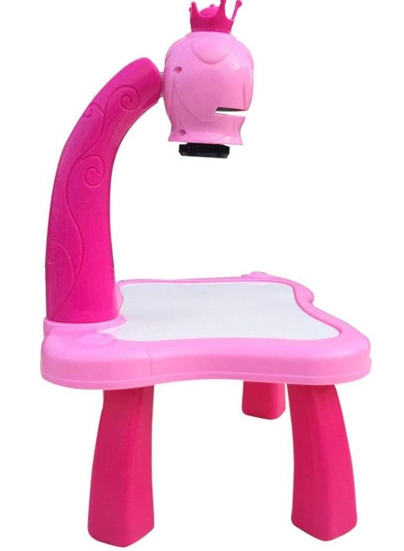 Child Learning Desk With Smart Projector Kids Painting Table Toy With Light Music Children Educational Tool Drawing Table (pink) - Image 3
