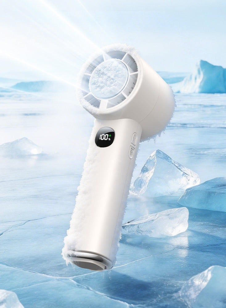 Kingone Portable Handheld Fan with 5-Speed, 14000RPM Powerful Cooling Ice Fan, Ice-Ceramic Cooling, 3000mAh Fast-Charging and LED Digital Display, Adjustable Mini Fan for Travel, Camping, Indoor, Outdoor (Beige) - Image 1