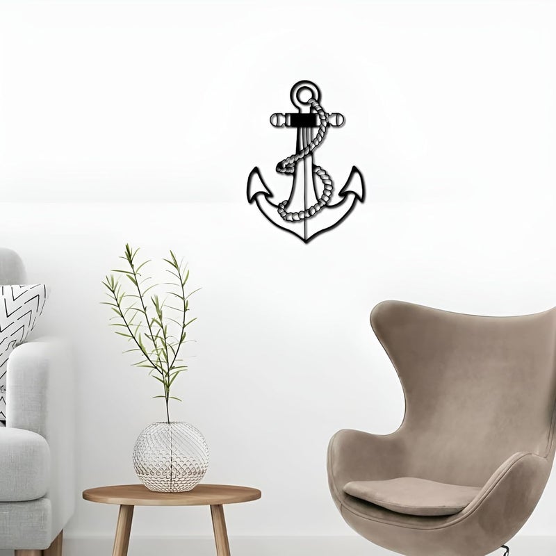 WEHUKOR WEHUKOR Anchor Metal Wall Hanging Arts Home Decor Durable good ambience Metal Wall Art For BedroomLiving RoomDrawing roomHotelOfficeHome Garden 138 inch x 98inch Black  - Image 3