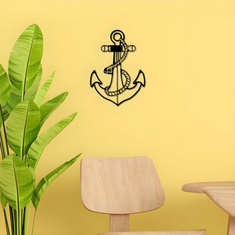 WEHUKOR WEHUKOR Anchor Metal Wall Hanging Arts Home Decor Durable good ambience Metal Wall Art For BedroomLiving RoomDrawing roomHotelOfficeHome Garden 138 inch x 98inch Black  - Image 1