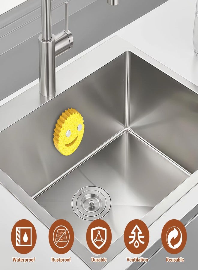 QEEYON Cute Sponge Holder for Kitchen Sink, Stainless Steel Smiley Face Sink Sponge Holder with Suction Cup, Rustproof Sink Caddy Compatible with Scrub Daddy Sponges, 1Pcs - Image 5