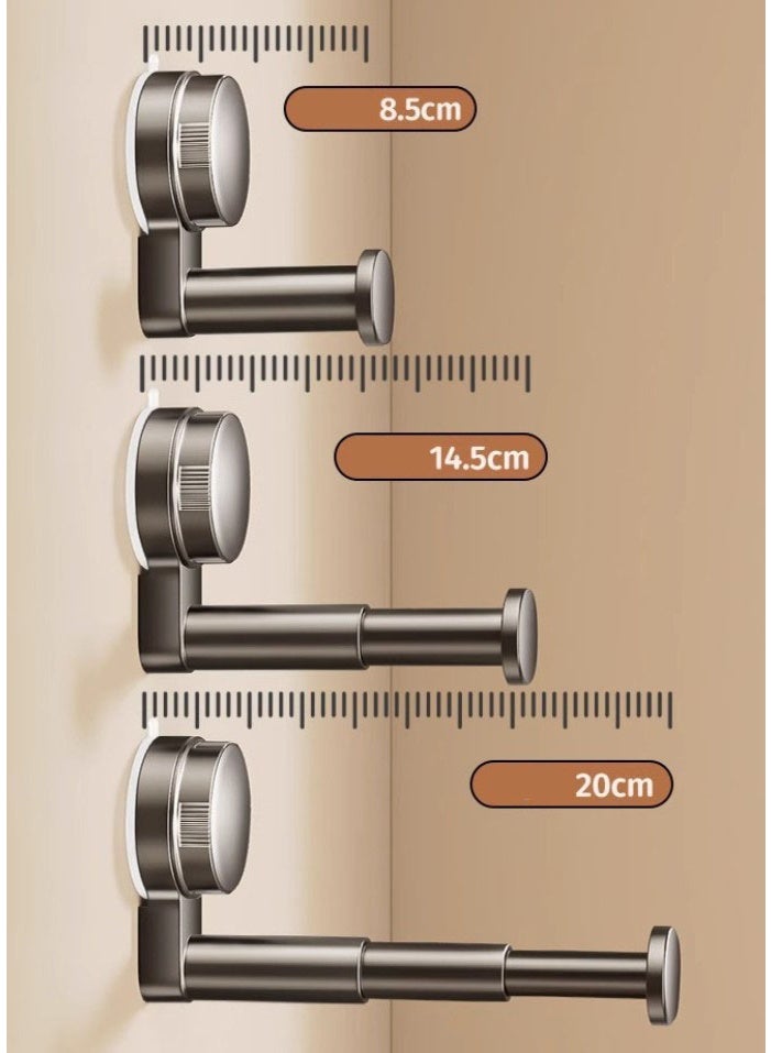 HOMESTAR Grey Heavy Duty Suction Hook | No-Drill Multi-Function Hanging Rack | TPE Super Adhesion Material | 3-Level Extendable Arm (8/14/20cm) | 5KG Weight Capacity | For Kitchen/Bathroom/Balcony | Waterproof & Secure Mount | Modern Home Organizer - Image 2