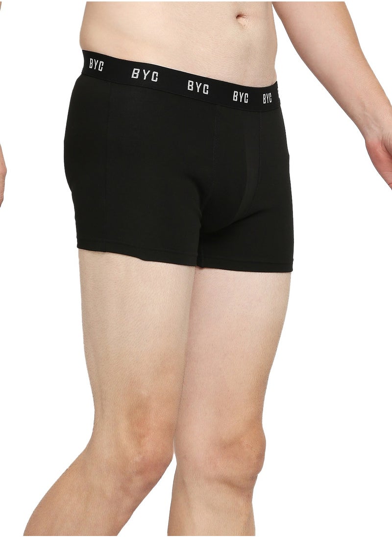 BYC MEN'S COTTON BOXER BRIEF TRUNKS - BLACK  - Image 5