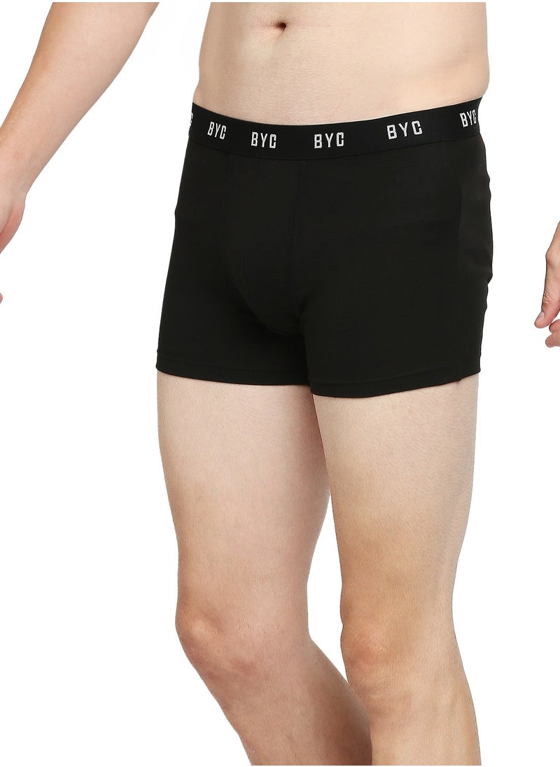 BYC MEN'S COTTON BOXER BRIEF TRUNKS - BLACK  - Image 4