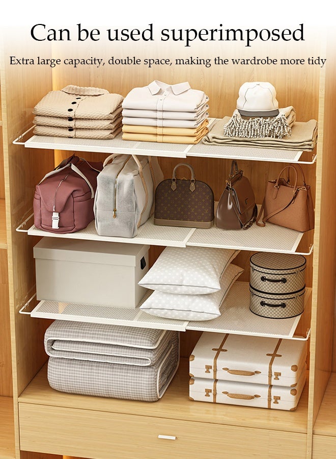 DUNISO Expandable Closet Shelf, Adjustable Storage Rack, Wardrobe Layered Partition Cabinet Organizer Separator Shelf for Wardrobe Cabinets Cupboards elescopic shelves (35x(37-66) cm) - Image 4