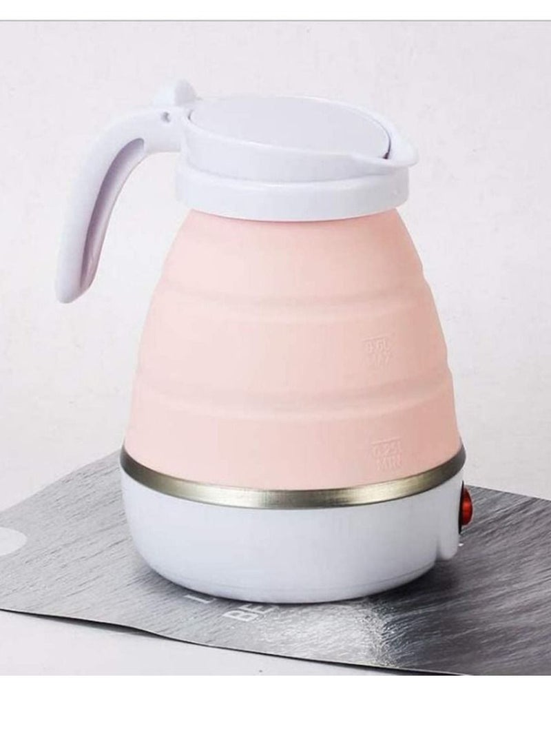 600ml Portable Folding Electric Kettle, Food Grade Silicone Kettle with Separable Power Cord, Mini Collapsible Water Container for Home Kitchen Outdoor (Pink) - Image 4