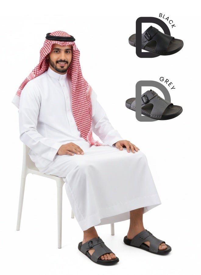 دي. دي.ستار  نعال عربي رجالي مصنوع يدويًا، صندل رجالي مريح بنعل إسفنج الذاكرة، مقاس كبير وتصميم عربي تقليدي. - Image 3