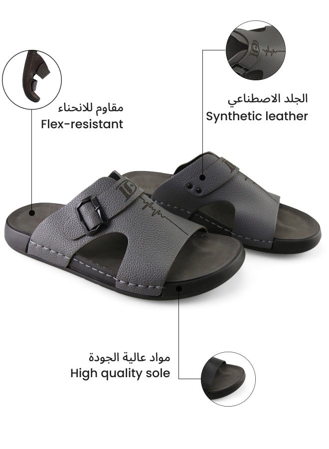دي. دي.ستار  نعال عربي رجالي مصنوع يدويًا، صندل رجالي مريح بنعل إسفنج الذاكرة، مقاس كبير وتصميم عربي تقليدي. - Image 4