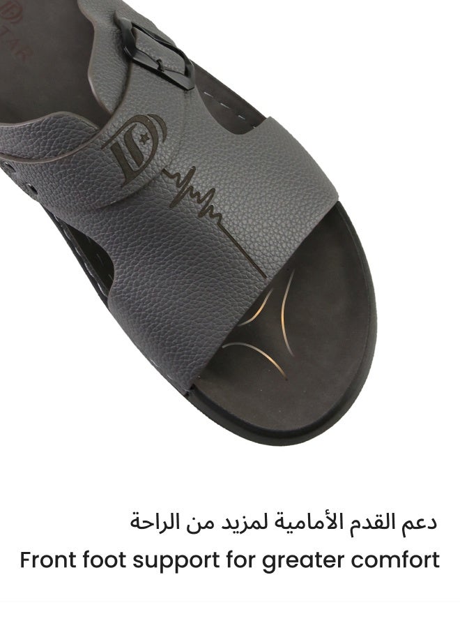 دي. دي.ستار  نعال عربي رجالي مصنوع يدويًا، صندل رجالي مريح بنعل إسفنج الذاكرة، مقاس كبير وتصميم عربي تقليدي. - Image 2