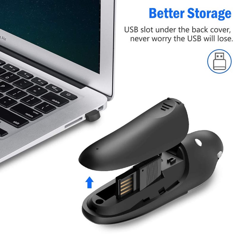 DinoFire جهاز التحكم عن بُعد لتقديم العروض، مقدم لاسلكي لعرض PowerPoint، RF 2.4GHz USB لجهاز Mac، Keynote، الكمبيوتر، اللابتوب - Image 5