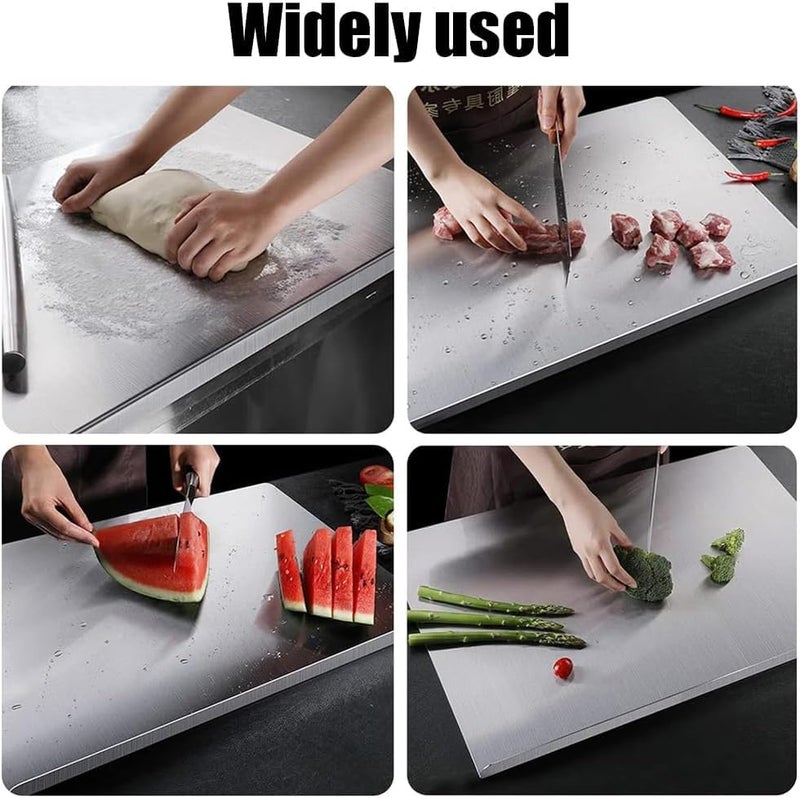 MEDALLIX Large Countertop Stainless Steel Chopping Board – Heavy-Duty, Rust-Resistant Cutting Board for Kitchen, Fruit, Vegetables, Meat & Bread – Durable, Non-Slip, Easy-to-Clean - Image 3