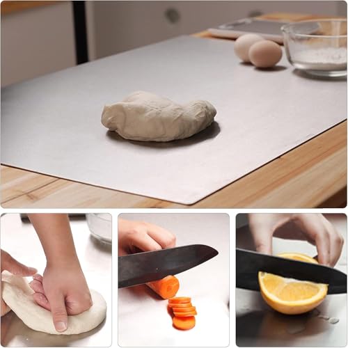 MEDALLIX Large Countertop Stainless Steel Chopping Board – Heavy-Duty, Rust-Resistant Cutting Board for Kitchen, Fruit, Vegetables, Meat & Bread – Durable, Non-Slip, Easy-to-Clean - Image 4