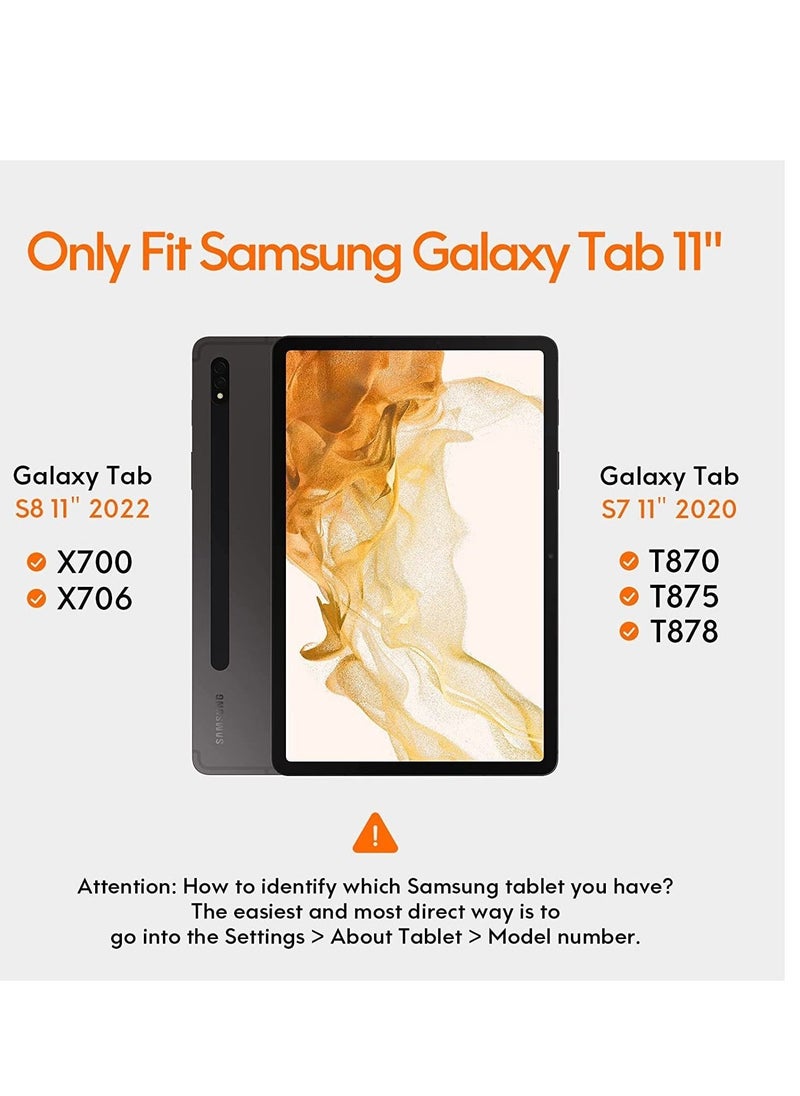 حافظة لوحة مفاتيح Galaxy Tab S8، لوحة لمس مع فتحة قلم S، لجهاز Samsung Galaxy Tab S8 / S7 مقاس 11 بوصة SM-X700 / X706 / T870 / T875 / T878، لوحة مفاتيح بلوتوث قابلة للشحن وقابلة للفصل، غلاف رقيق من PU، أسود - Image 2