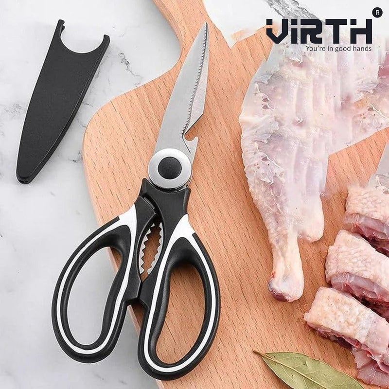 Virth Stainless Steel MultiFunction Scissors for Food Chicken Poultry Fish Pizza Herbs - Image 2