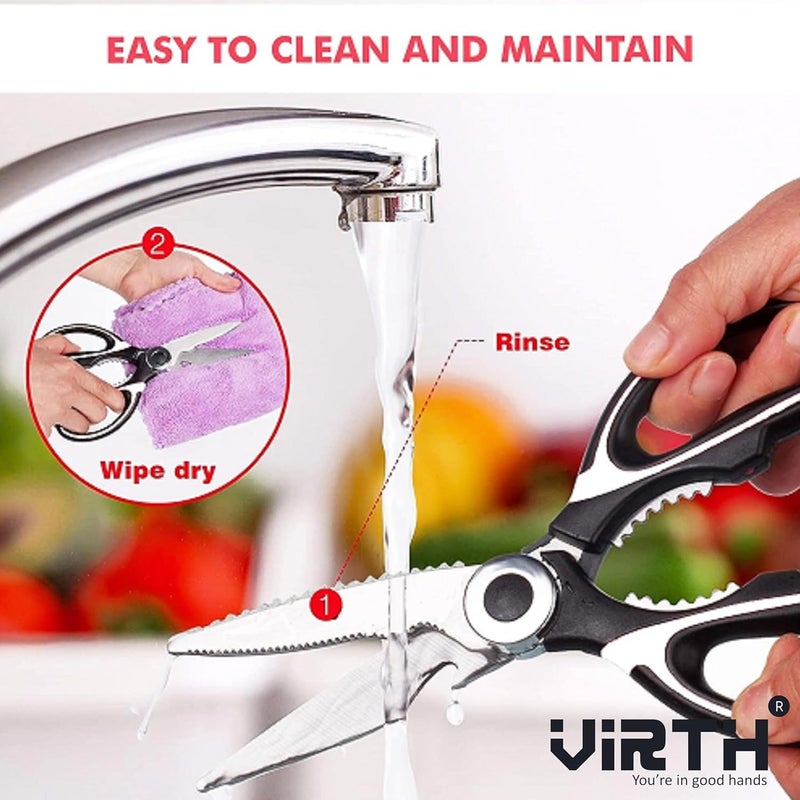 Virth Stainless Steel MultiFunction Scissors for Food Chicken Poultry Fish Pizza Herbs - Image 4
