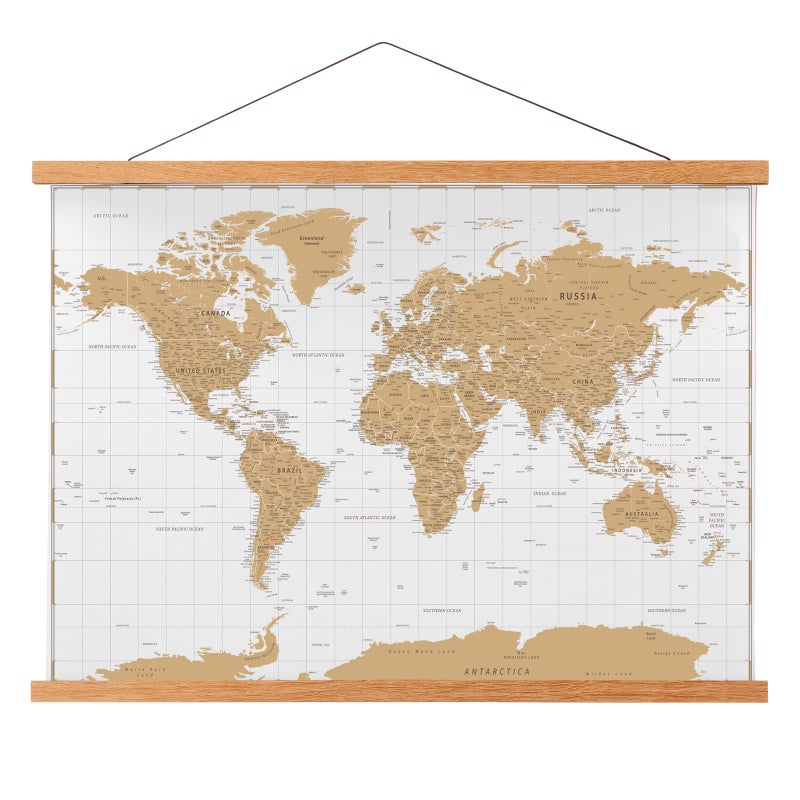 FALAMON Magnetic Poster Hanger Frame 24x36 36x48 18x36 Teak Wood Magnet Poster Frame for Posters Prints Photos Pictures Maps Scrolls and Canvas Artwork