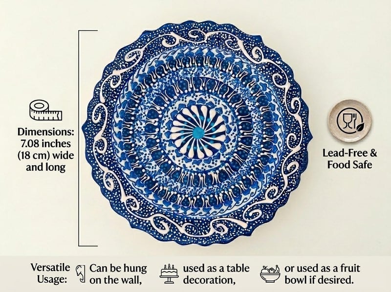 Ayennur Turkish Decorative Plate Handmade Ceramic Ornament for Home&Office Wall Decor - Image 2