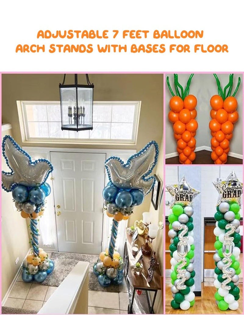 كيلا مجموعة من 2 قطعة من أعمدة البالونات، حامل بالونات معدني قابل للتعديل، مجموعة حامل بالونات بارتفاع 7 أقدام مع قاعدة للأرضية، مجموعة زينة حامل بالونات لحفلات استقبال المولود الجديد والتخرج وأعياد الميلاد وحفلات الزفاف - Image 5