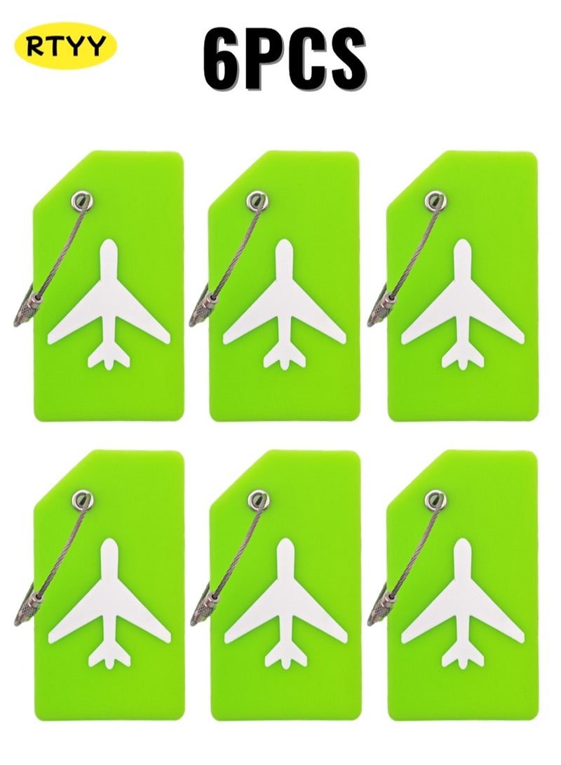 RTYY 6 قطع من علامات الأمتعة المصنوعة من السيليكون مع بطاقة هوية الاسم مثالية لتحديد مكان حقيبة الأمتعة بسرعة لإكسسوارات السفر وحقائب السفر وعلامة المفاتيح - Image 1