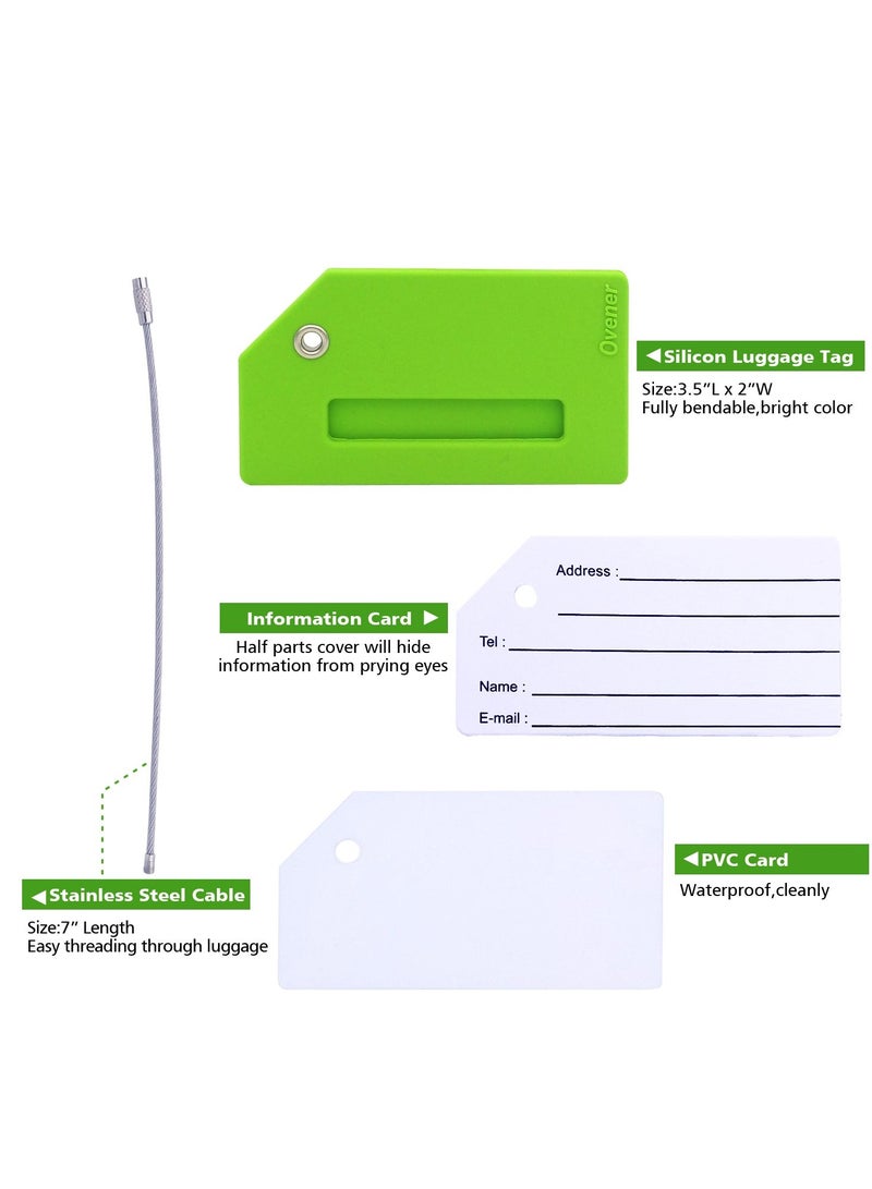 RTYY 6 قطع من علامات الأمتعة المصنوعة من السيليكون مع بطاقة هوية الاسم مثالية لتحديد مكان حقيبة الأمتعة بسرعة لإكسسوارات السفر وحقائب السفر وعلامة المفاتيح - Image 2