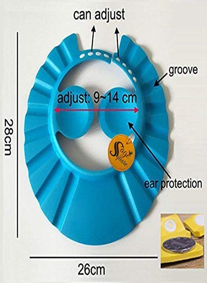 Sage Square New Adjustable Design Safe Soft Bathing Baby Shower Cap with Ear Protector (Blue) (Pack of 1) - Image 4
