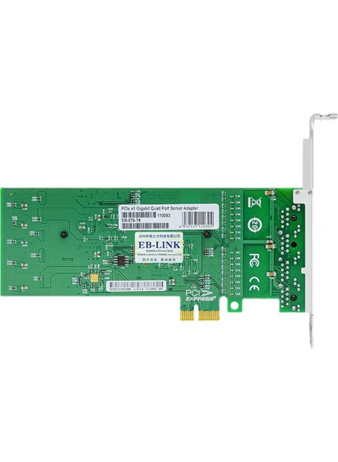 Eb-Link Intel 82576 Chip, Pcie X1 Gigabit Four-Port Network Card, 82576-T4 Electrical Port, E1G44Et Desktop Internal Wired Network Card - Image 1