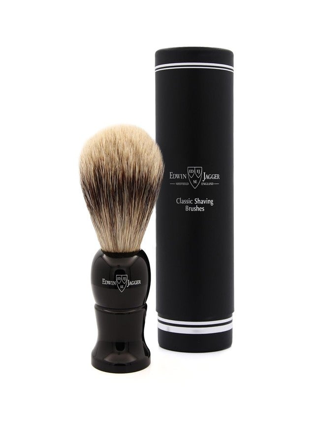 Edwin Jagger Synthetic Silver Tip Shaving Brush with Imitation Ebony Handle (Medium) - Image 5