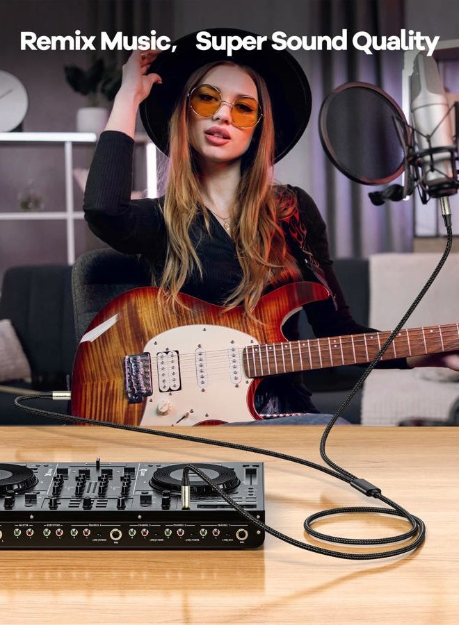 VIOY 3.5 mm to 6.35 mm 1/4 Audio Cable (3 ft/1 m), 3.5 mm 1/8'' TRS to Dual 6.35 mm 1/4" TS Mono Braided Y [1:1 Design] Splitter Breakout Cable for Guitar, Microphone, Mixer, Recording Equipment etc… - Image 3