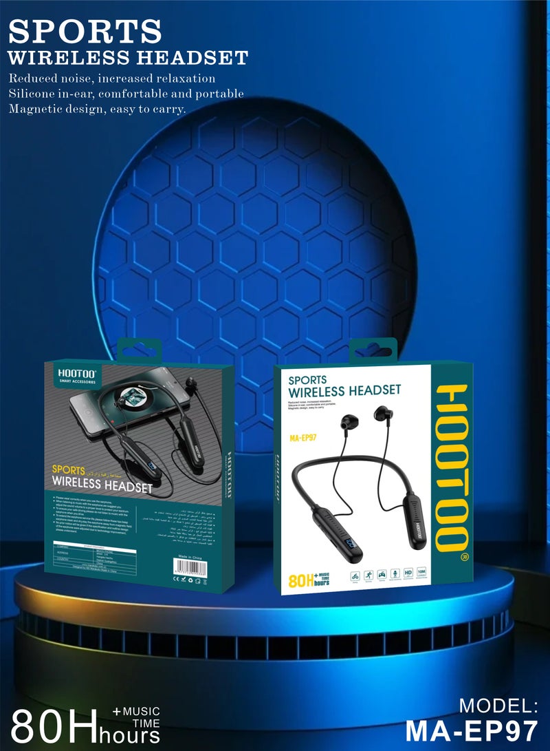 هوتو سماعة أذن داخلية بلوتوث. سماعه بلوتوث بصوت واضح وقوي. سماعة لاسلكية حول الرقبة خفيفة الوزن ومناسبة لرياضة. سماعة اذن بلوتوث. سماعه بلوتوث سلك حول الرقبة بساعات عمل حتى 80 ساعة. سماعه رقبه بميكرفون مدمج وواضح. - Image 2