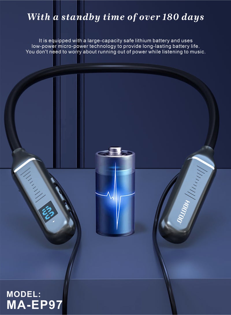 هوتو سماعة أذن داخلية بلوتوث. سماعه بلوتوث بصوت واضح وقوي. سماعة لاسلكية حول الرقبة خفيفة الوزن ومناسبة لرياضة. سماعة اذن بلوتوث. سماعه بلوتوث سلك حول الرقبة بساعات عمل حتى 80 ساعة. سماعه رقبه بميكرفون مدمج وواضح. - Image 4