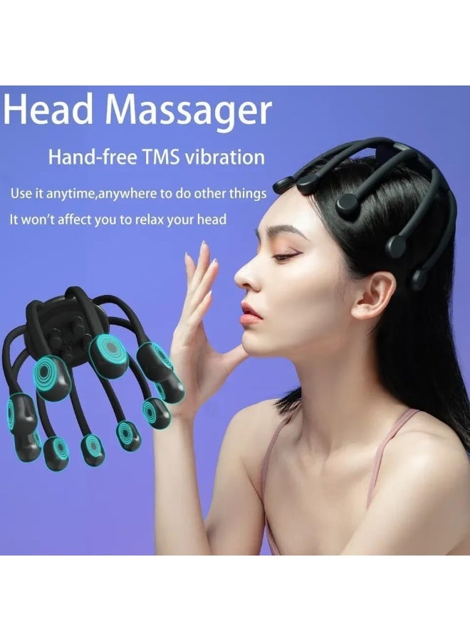 The "Octopus" electric head massager is fully automatic, a rechargeable 360-degree scalp massager with 3 vibration modes to relieve headaches and tension. - Image 4
