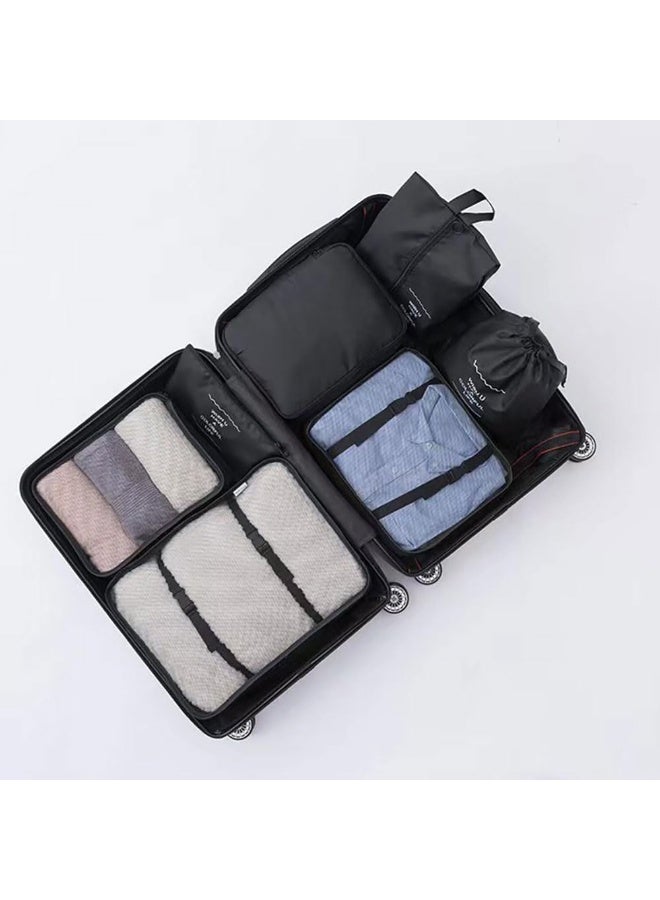 GOGO 7-Piece Packing Cube Set – Lightweight Travel Organizers with Mesh Bags, Drawstring Bag, Shoe Bag, Bra Bag, and Flat Pocket – Travel Essentials, Black - Image 2