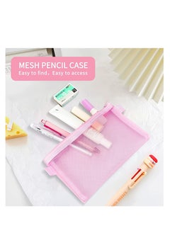 STAUD SYOSI Mesh Pen Bag Zipper Pencil Bags Multifunctional Makeup File Folders Document Organizer Cosmetic Accessories Storage for Travel School and Office Supplies 5 PCS  - Image 3