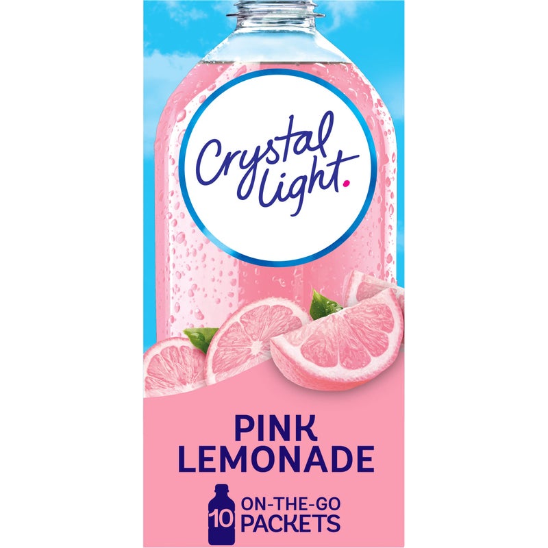 Crystal Light كريستال لايت ليمونادة وردية بنكهة طبيعية مسحوق مشروب، 10 عبوات جاهزة للسفر - Image 1