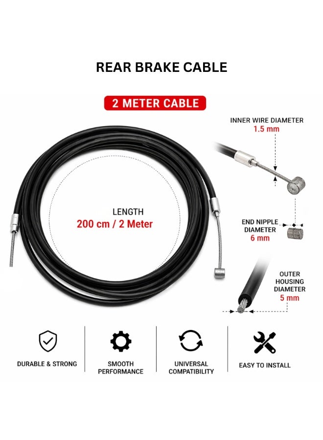 Fukukawa Universal Bicycle Rear Brake Cable 2 Meter Heavy Duty Brake Wire for MTB Road Bike BMX Hybrid Cycle Smooth Braking Replacement Cable - Image 3