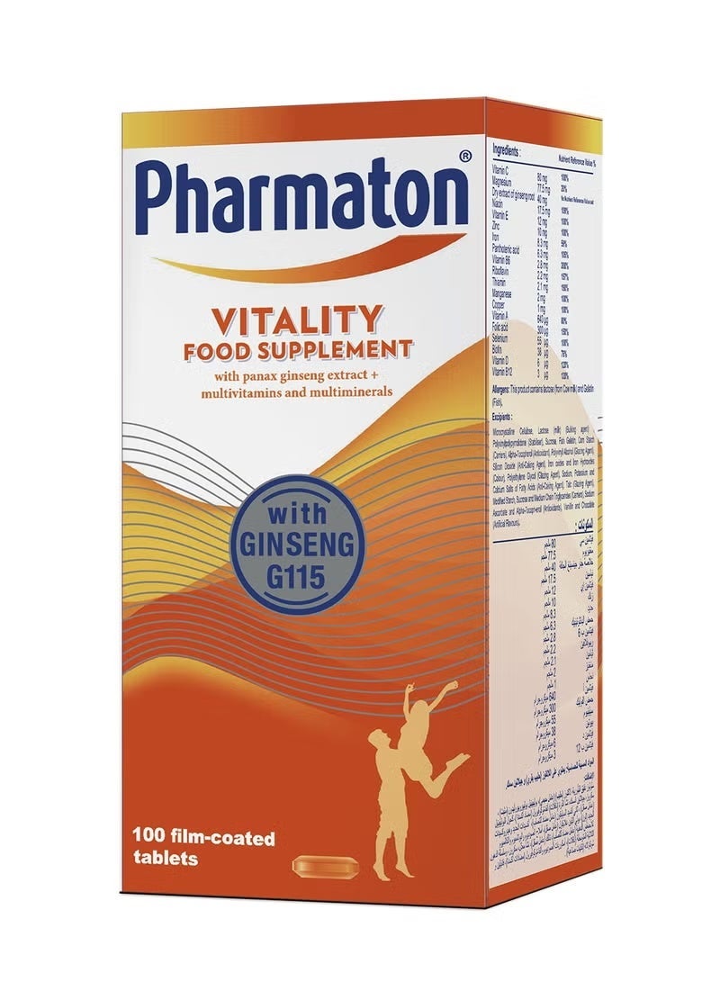 Pharmaton Vitality, Multivitamins & Minerals, With Ginseng - 100 Tabs - Image 2