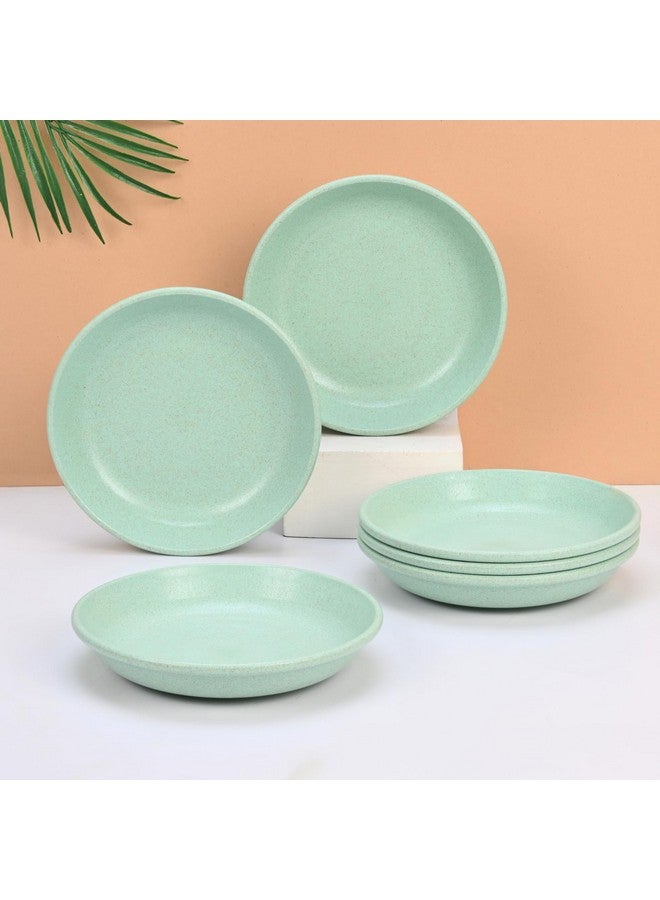 Eha Earth-Friendly Small Plates Set for Snacks | Snacks Plates Set of 6 | Snacks Plates Made with Rice Husk Biocomposite | Microwave Safe Plates | Snack Plate Set for Kitchen| 6 inch | Celeste - Image 1