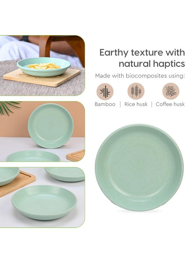 Eha Earth-Friendly Small Plates Set for Snacks | Snacks Plates Set of 6 | Snacks Plates Made with Rice Husk Biocomposite | Microwave Safe Plates | Snack Plate Set for Kitchen| 6 inch | Celeste - Image 4