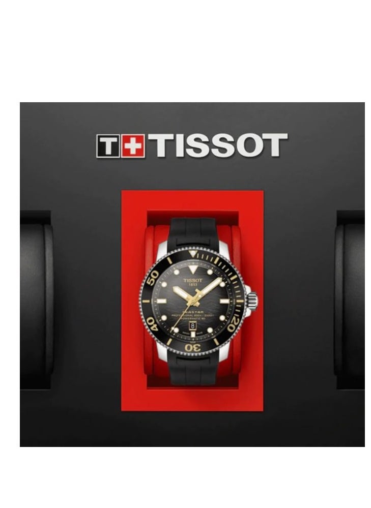 TISSOT - Tissot Mens Seastar 2000 Professional Powermatic 80 316L Stainless Steel case Automatic Watch, Black, Rubber, 22 (T1206071744101) - Image 1