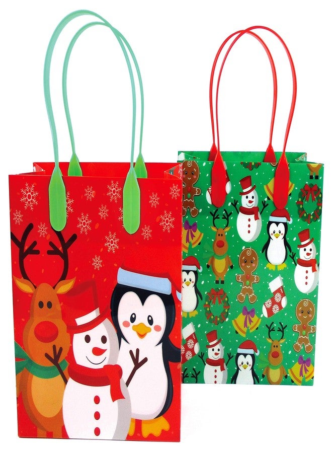 TINYMILLS 12 Pack Christmas Party Favor Bags with Handles, Sturdy Plastic Treat Bags for Holidays & Trick or Treat - Image 3