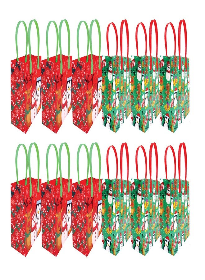 TINYMILLS 12 Pack Christmas Party Favor Bags with Handles, Sturdy Plastic Treat Bags for Holidays & Trick or Treat - Image 2