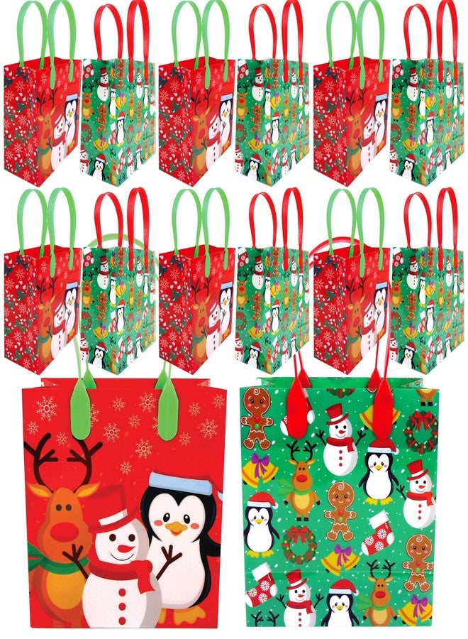 TINYMILLS 12 Pack Christmas Party Favor Bags with Handles, Sturdy Plastic Treat Bags for Holidays & Trick or Treat - Image 1