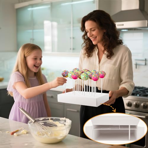 MGWOTH Cake Pop Boxes Packaging with Sticks Set, 5PCS Cakesicle Display Stand with Window, Portable Lollipops Transport Holder with 100Pcs Paper Sticks, Bakery Containers for Babyshower, Party - Image 2