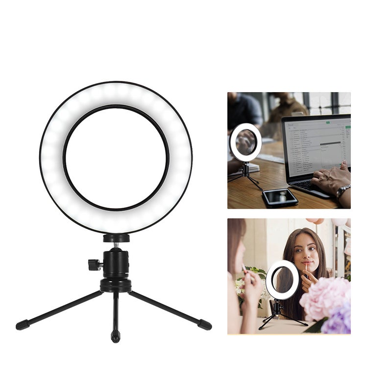 Loquat 8 Inch Desktop Mini LED Video Ring Light Lamp Adjustable Brightness Multicolor - Image 3