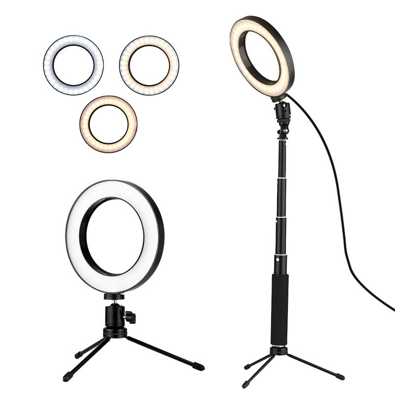 Loquat 8 Inch Desktop Mini LED Video Ring Light Lamp Adjustable Brightness Multicolor - Image 5