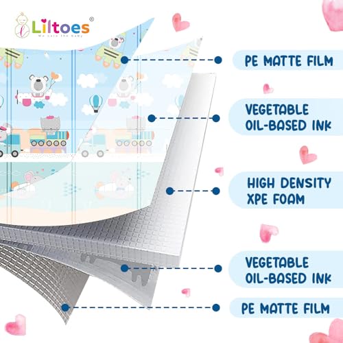 Liltoes Speedy Saurus Double Sided Water Proof Baby Play Mat, Reversible Play Mats for Kids, Baby Carpet, Multicolour, Pack of 1 - Image 2