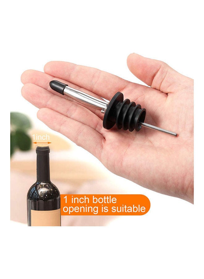 NIBEMINENT 6-Piece Stainless Steel Oil Bottle Pourers with Cap Stopper Silver/Black - Image 3