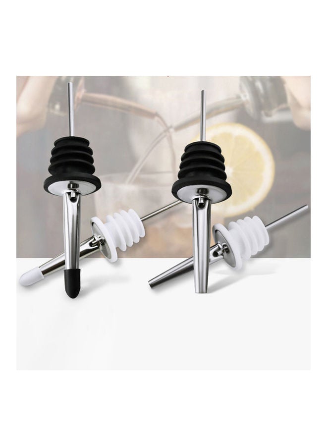 NIBEMINENT 6-Piece Stainless Steel Oil Bottle Pourers with Cap Stopper Silver/Black - Image 4